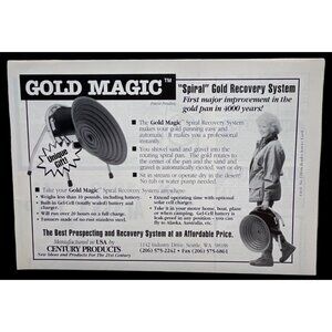 Gold Magic Recovery System Print Ad Vintage 90s Gold Prospecting Panning
